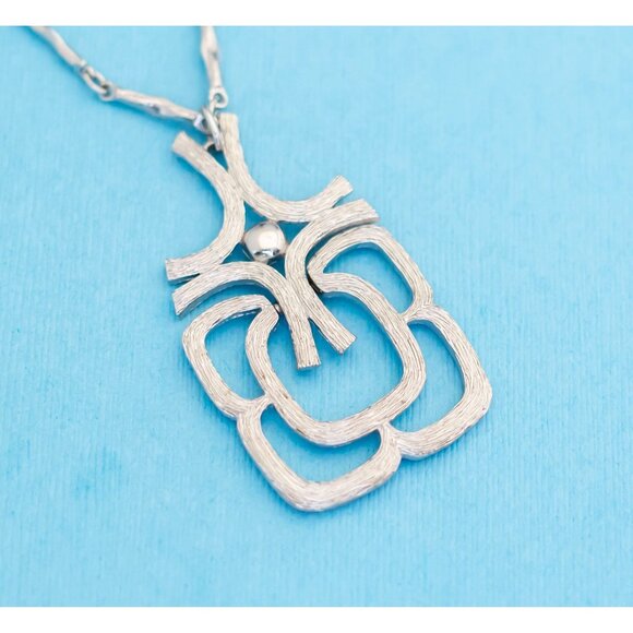 Vintage Silver Tone Ancient Geometric Necklace by Avon - 23 inch - N26 - Picture 1 of 3